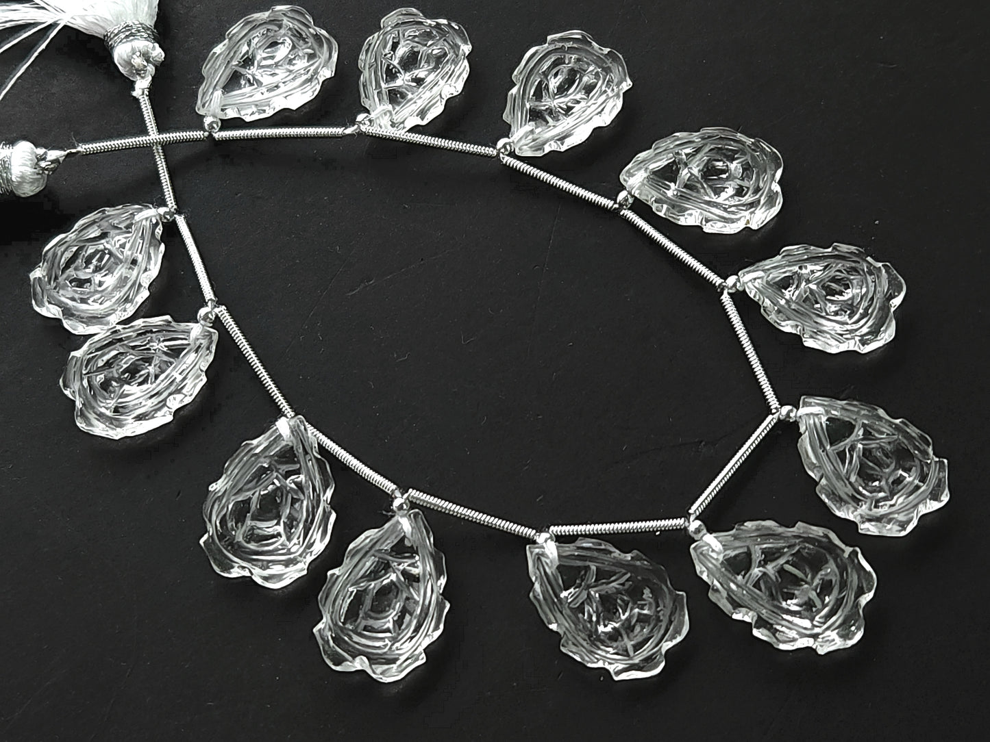 Natural Crystal Quartz Fancy Shape Carved Beads