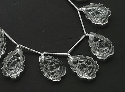 Natural Crystal Quartz Fancy Shape Carved Beads