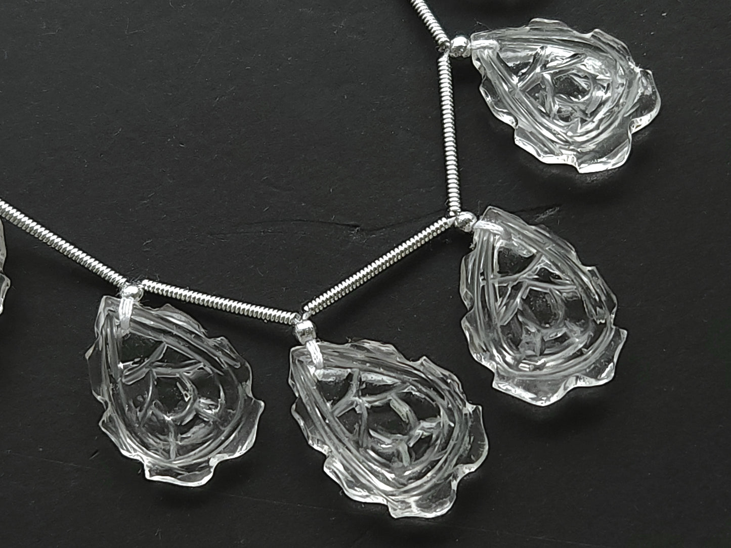 Natural Crystal Quartz Fancy Shape Carved Beads