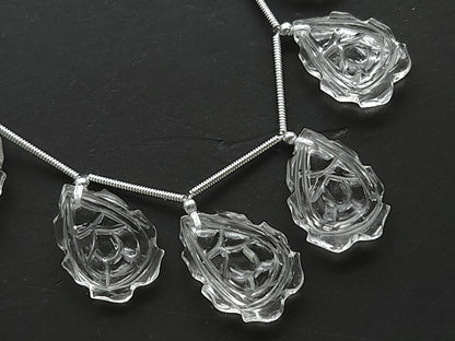 Natural Crystal Quartz Fancy Shape Carved Beads