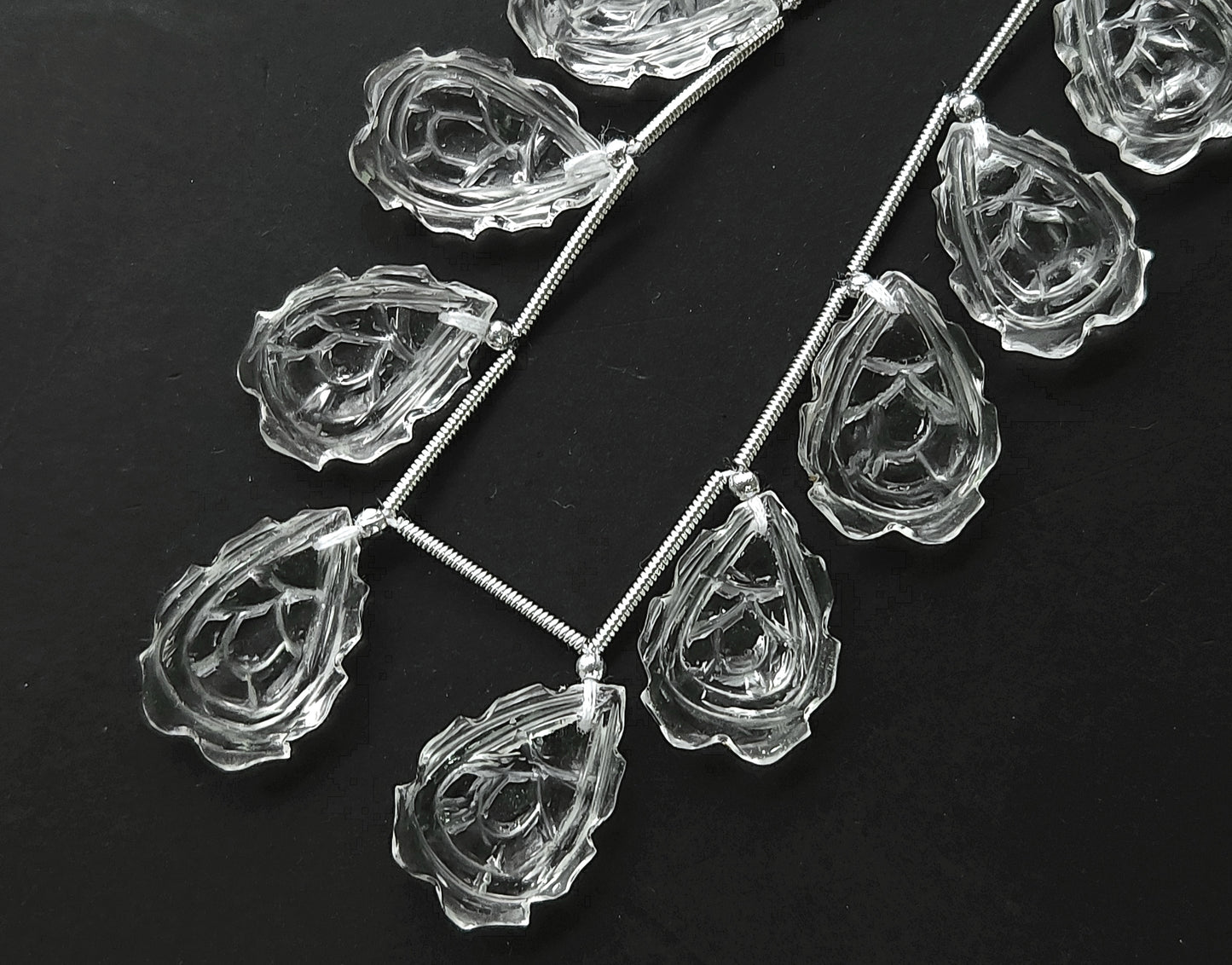 Natural Crystal Quartz Fancy Shape Carved Beads