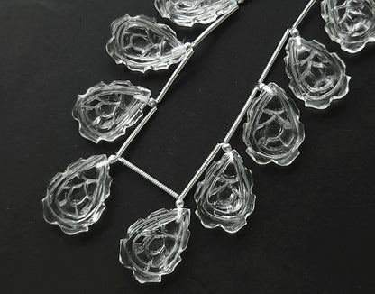 Natural Crystal Quartz Fancy Shape Carved Beads