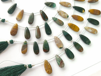 Natural  Madagascar Jasper Gemstone Smooth Pear Shape Briolette