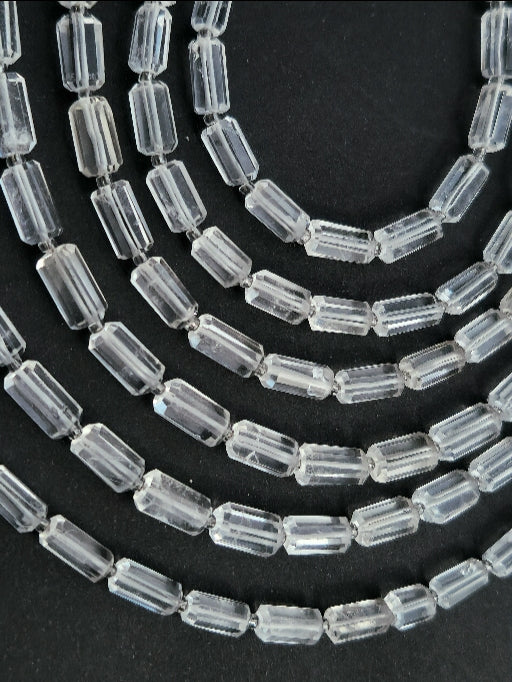 Natural Crystal Faceted Cylindrical Shape Beads