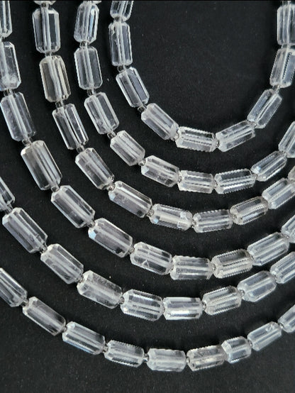 Natural Crystal Faceted Cylindrical Shape Beads