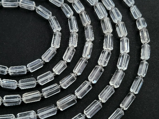 Natural Crystal Faceted Cylindrical Shape Beads