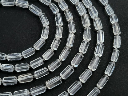 Natural Crystal Faceted Cylindrical Shape Beads