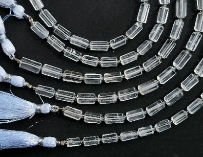 Natural Crystal Faceted Cylindrical Shape Beads