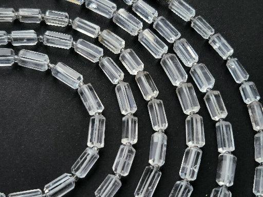 Natural Crystal Faceted Cylindrical Shape Beads