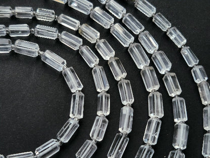 Natural Crystal Faceted Cylindrical Shape Beads