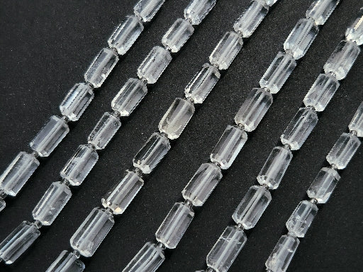 Natural Crystal Faceted Cylindrical Shape Beads