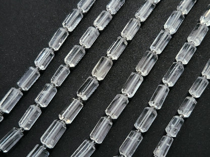 Natural Crystal Faceted Cylindrical Shape Beads