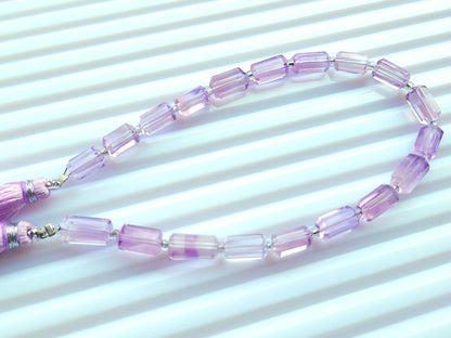 Natural Pink Amethyst Faceted Cylindrical Shape Beads