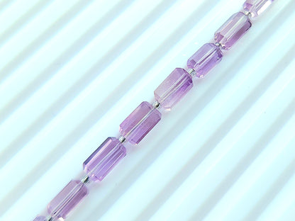 Natural Pink Amethyst Faceted Cylindrical Shape Beads