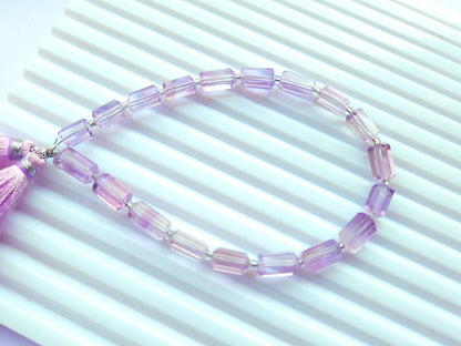 Natural Pink Amethyst Faceted Cylindrical Shape Beads