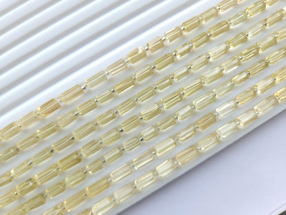 Natural Lemon Quartz Faceted Cylindrical Shape Beads
