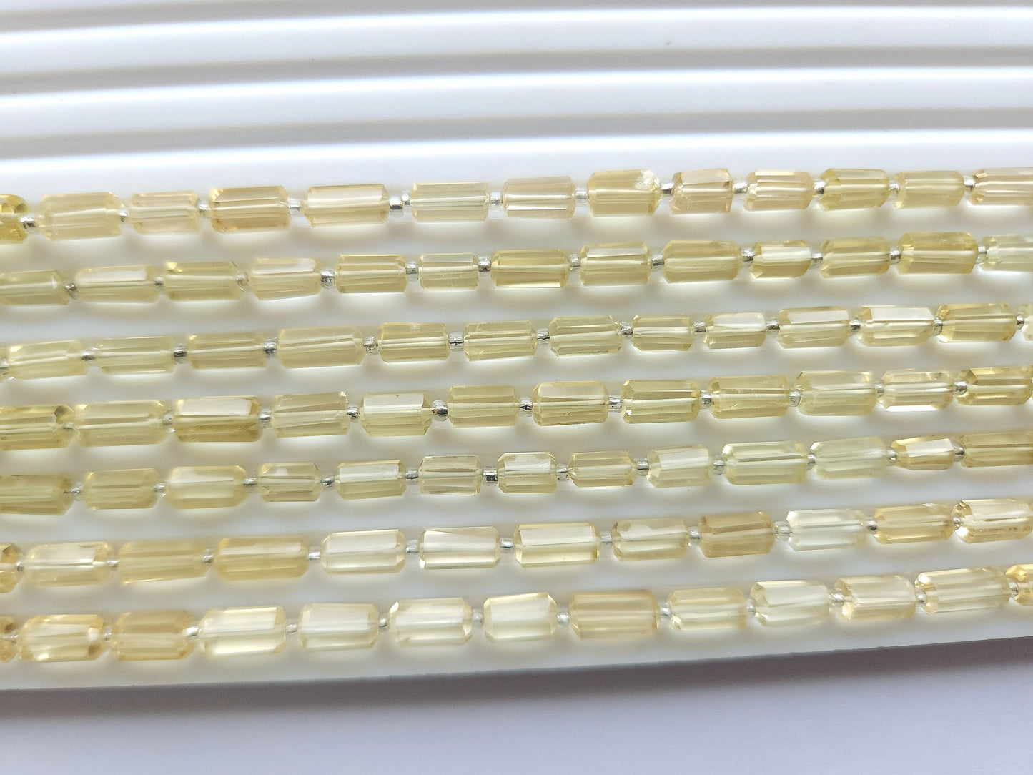Natural Lemon Quartz Faceted Cylindrical Shape Beads