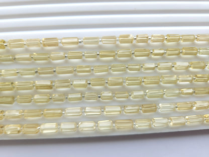 Natural Lemon Quartz Faceted Cylindrical Shape Beads