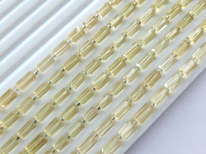 Natural Lemon Quartz Faceted Cylindrical Shape Beads