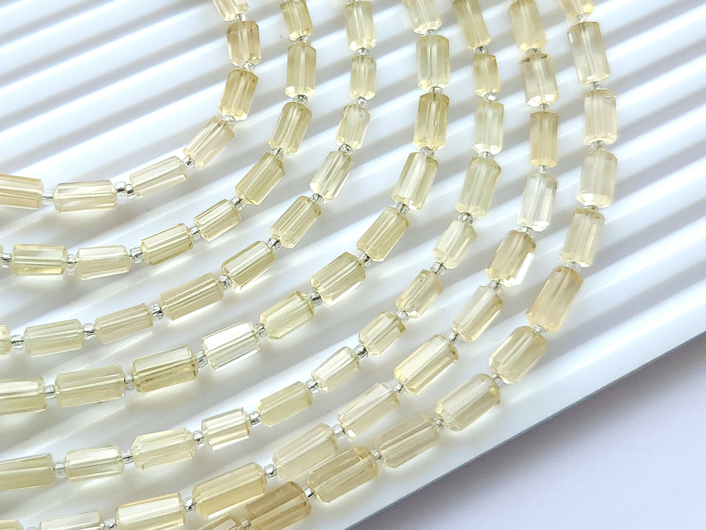 Natural Lemon Quartz Faceted Cylindrical Shape Beads