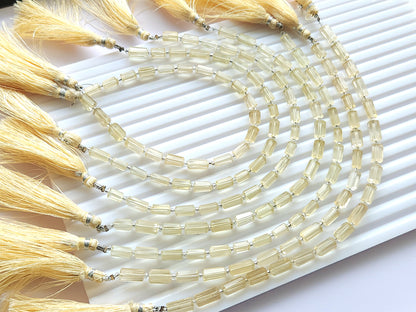 Natural Lemon Quartz Faceted Cylindrical Shape Beads