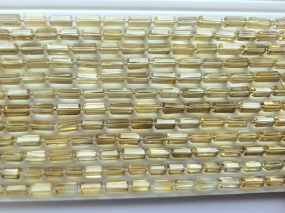 Natural Beer Quartz Faceted Cylindrical Shape Beads