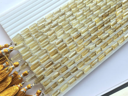 Natural Beer Quartz Faceted Cylindrical Shape Beads