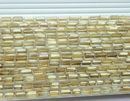 Natural Beer Quartz Faceted Cylindrical Shape Beads