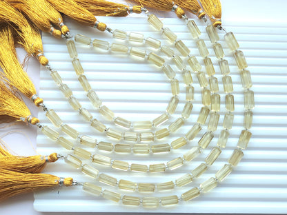 Natural Beer Quartz Faceted Cylindrical Shape Beads