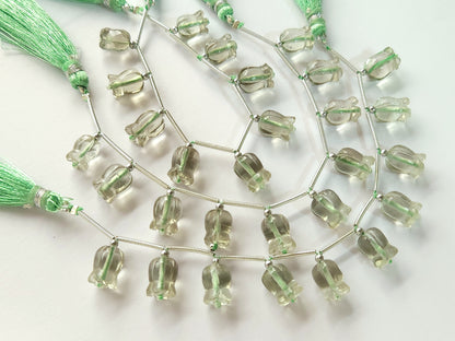 Green Amethyst flower carving Lily of the valley shape beads