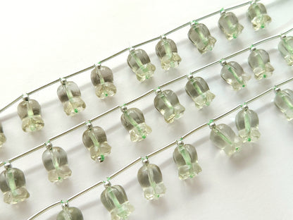 Green Amethyst flower carving Lily of the valley shape beads