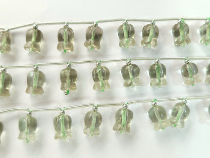 Green Amethyst flower carving Lily of the valley shape beads