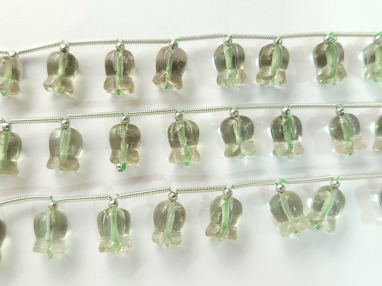 Green Amethyst flower carving Lily of the valley shape beads