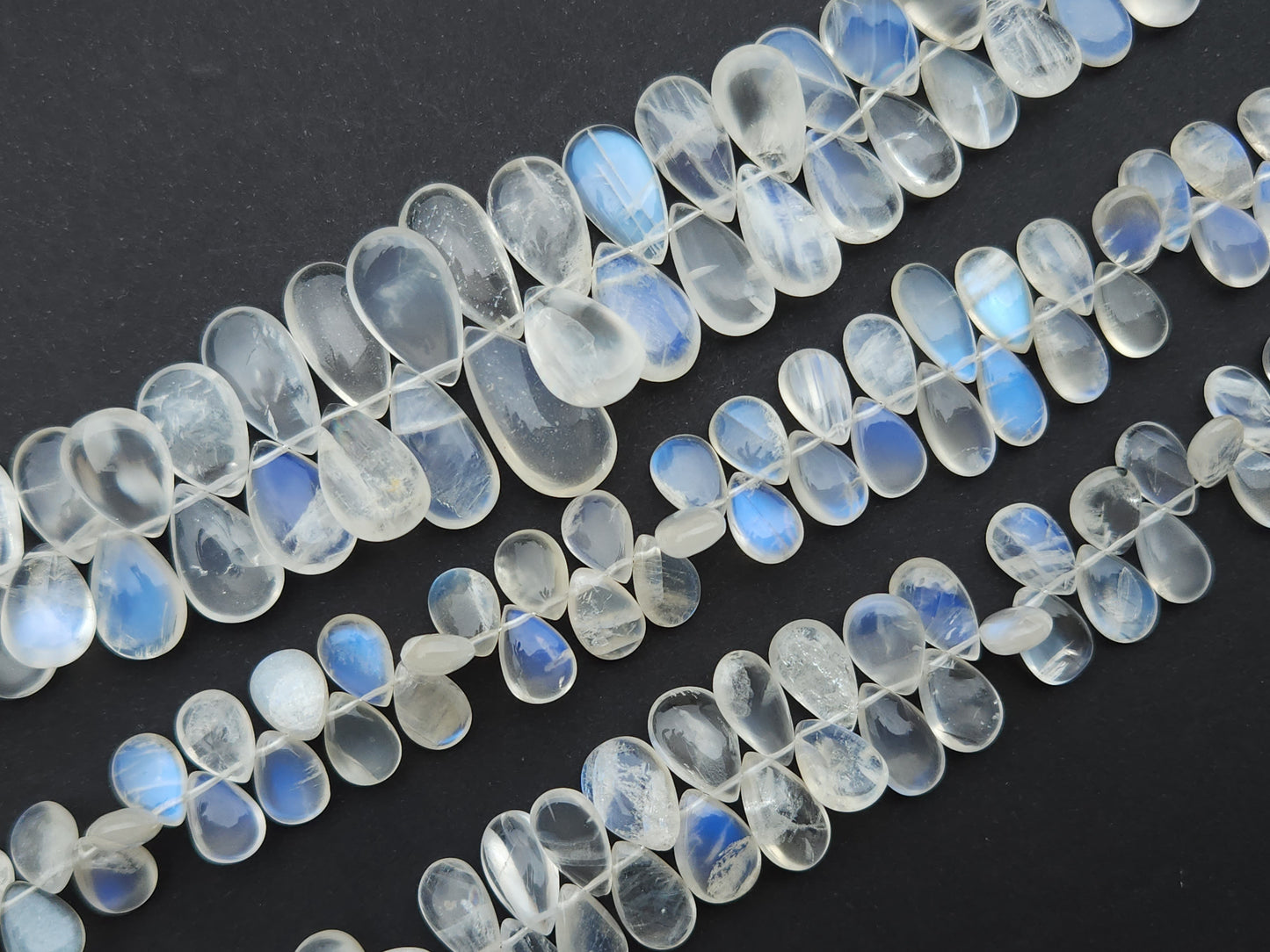 Rare! African Moonstone Smooth Pear Briolette Beads