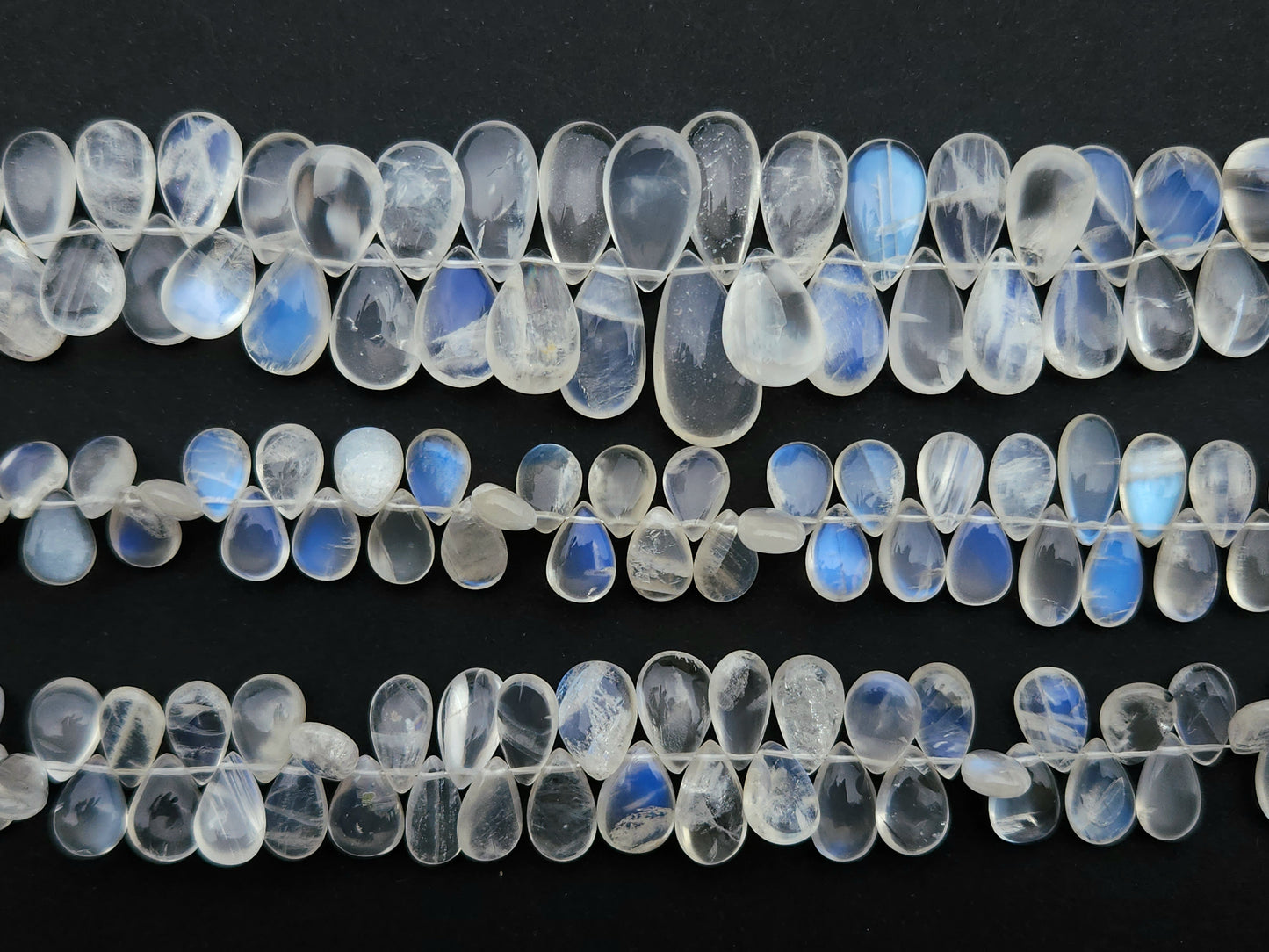 Rare! African Moonstone Smooth Pear Briolette Beads
