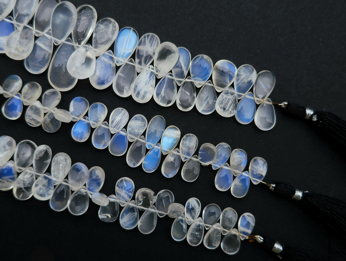 Rare! African Moonstone Smooth Pear Briolette Beads