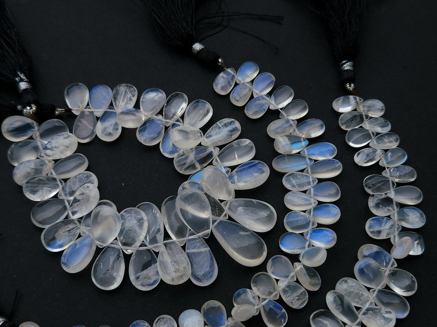 Rare! African Moonstone Smooth Pear Briolette Beads