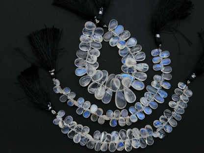 Rare! African Moonstone Smooth Pear Briolette Beads