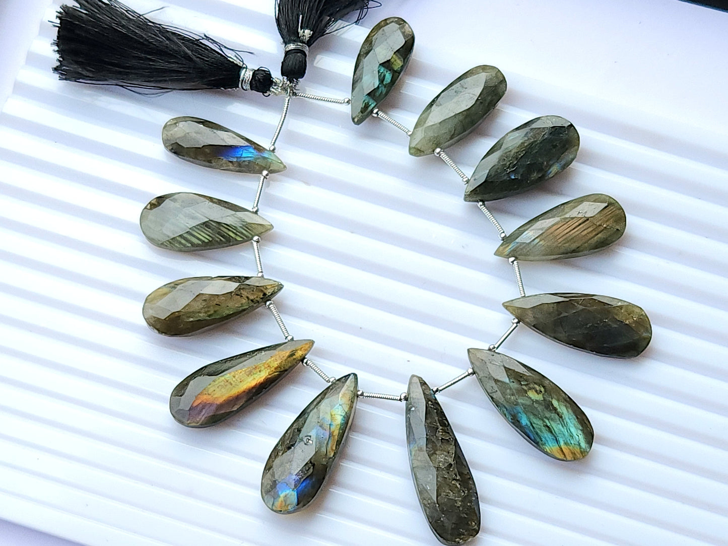 Labradorite Faceted Briolette Pear Shape Beads