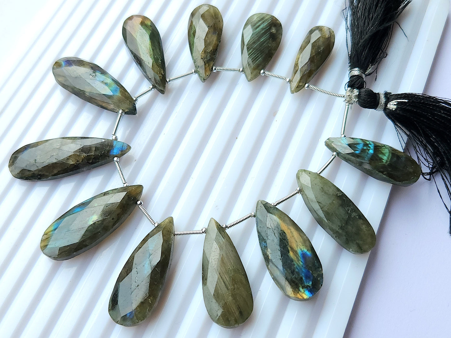 Labradorite Faceted Briolette Pear Shape Beads