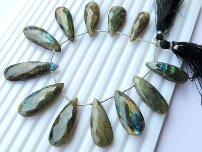 Labradorite Faceted Briolette Pear Shape Beads