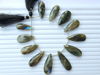 Labradorite Faceted Briolette Pear Shape Beads