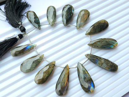 Labradorite Faceted Briolette Pear Shape Beads