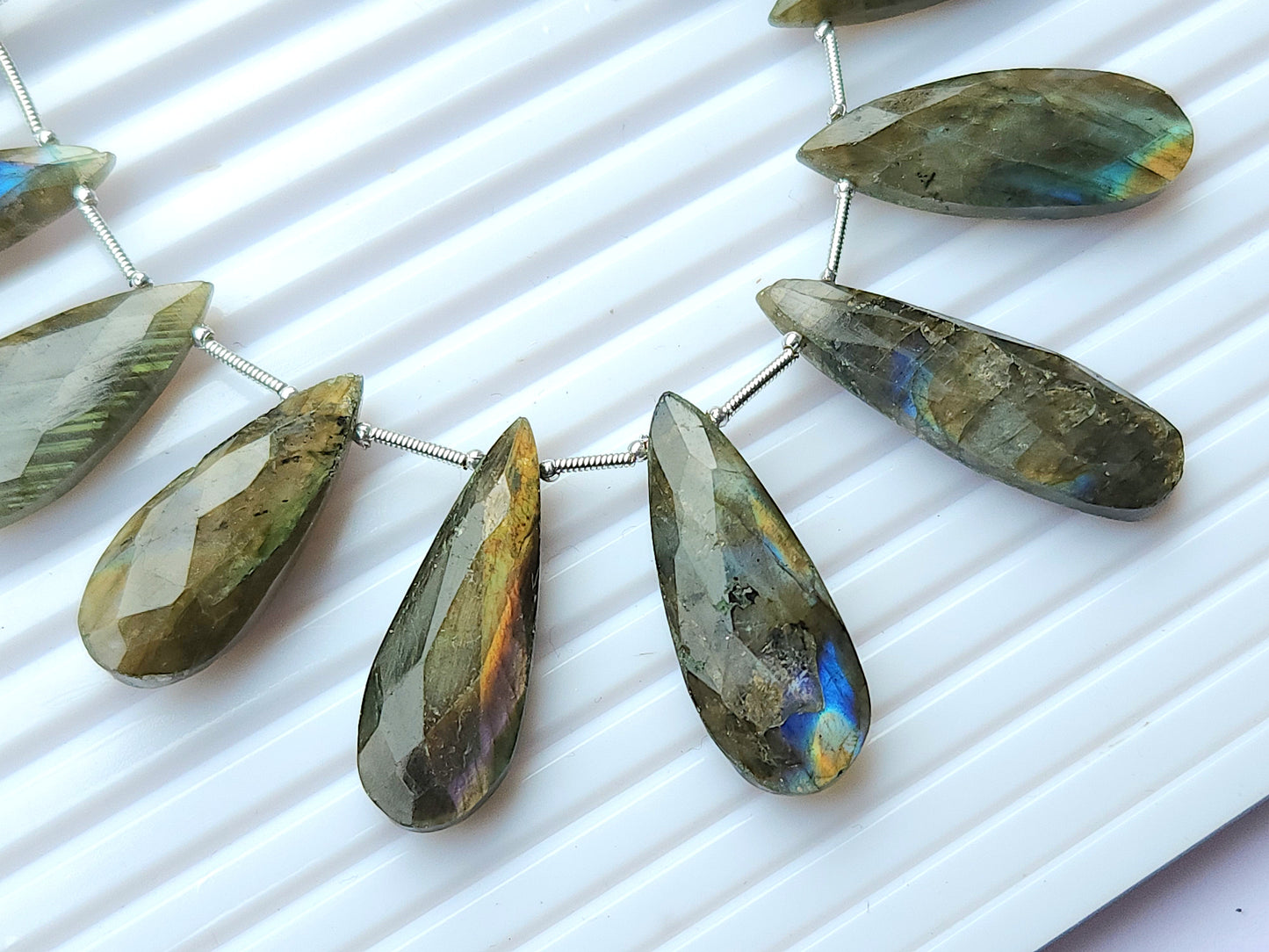 Labradorite Faceted Briolette Pear Shape Beads