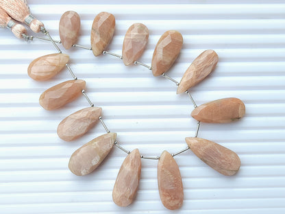 Peach Moonstone Faceted Briolette Pear Shape Beads