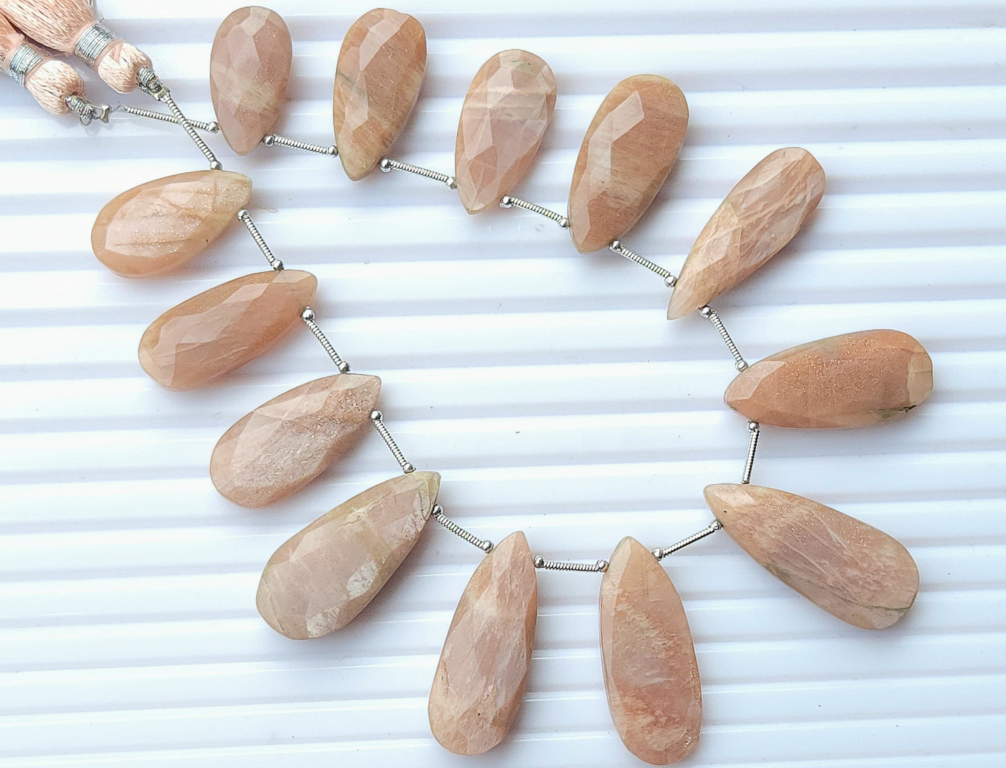 Peach Moonstone Faceted Briolette Pear Shape Beads