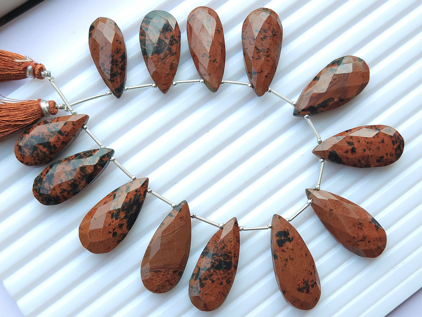 Red Jasper Faceted Briolette Pear Shape Beads