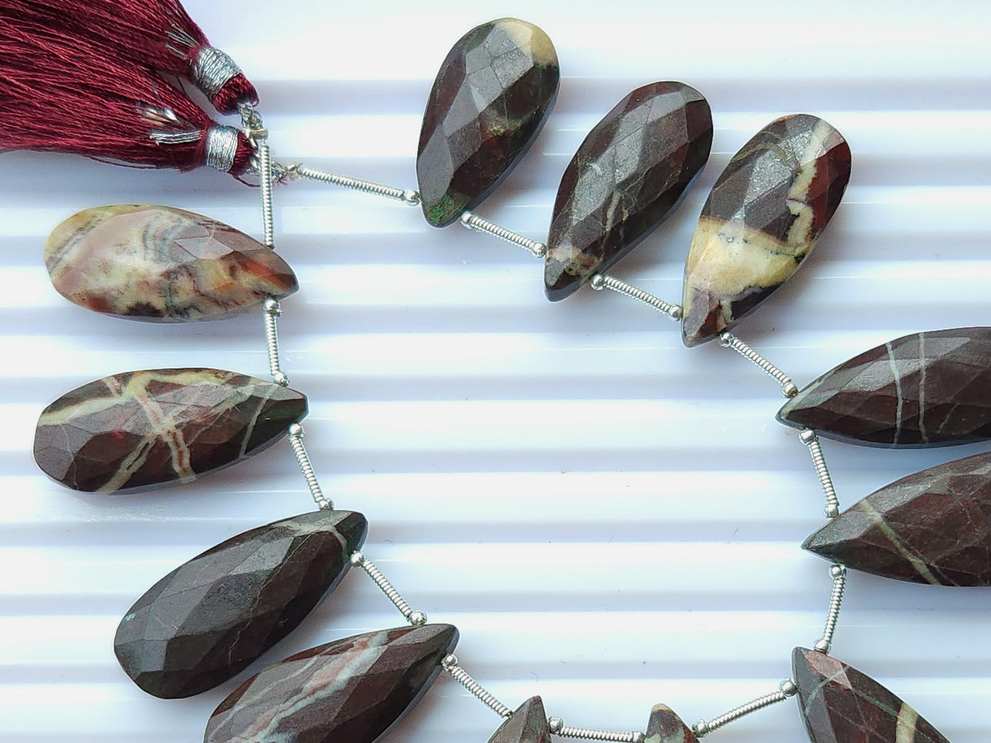 Chocolate Jasper Faceted Briolette Pear Shape Beads