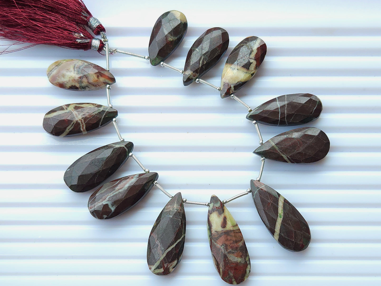 Chocolate Jasper Faceted Briolette Pear Shape Beads