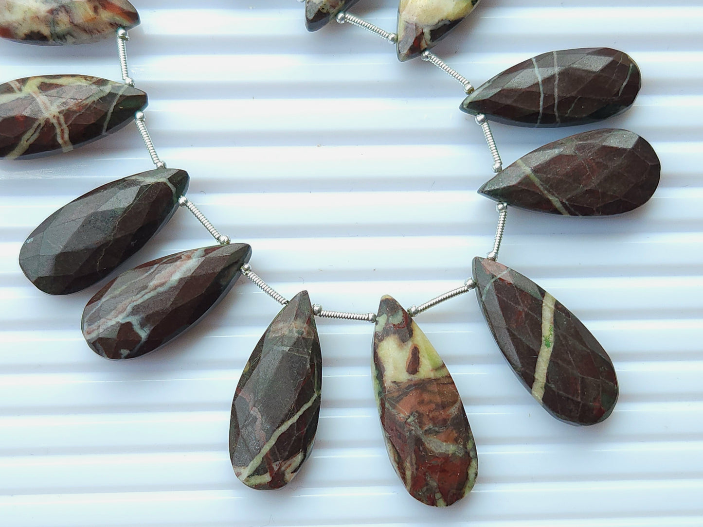 Chocolate Jasper Faceted Briolette Pear Shape Beads